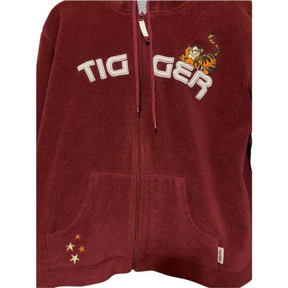 Disney Maroon TIGGER Embroidered Applique Zip Up Hoodie Size Large 12-13 EUC - Picture 2 of 6
